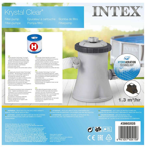 Intex 28602gs krystal clear filterpomp 1250l 12v