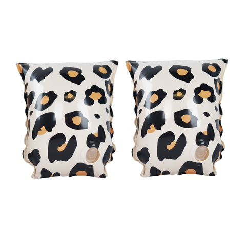 Swim essentials - zwembandjes - panterprint - zwemvleugels - 15-30 kg - 2-6 jaar - beige