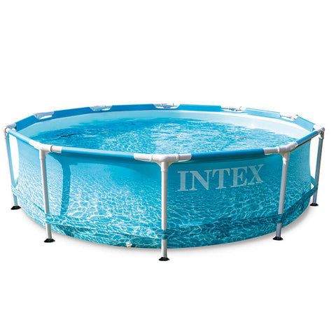 Intex 28208gn beachside metal frame zwembad + filterpomp 305x76 cm blauw