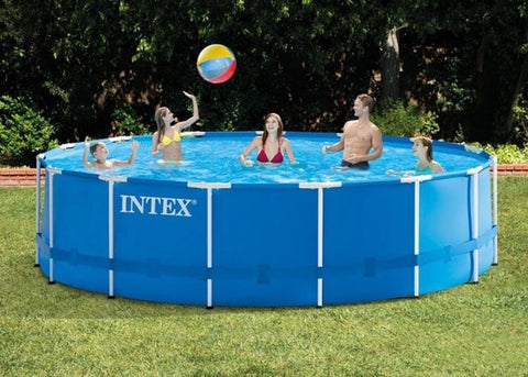 Intex 28242gn metal frame zwembad 457x122 cm + filterpomp en trap + accessoires blauw
