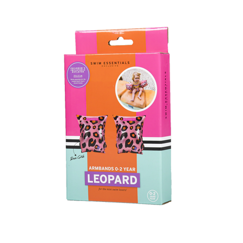 Swim essentials - zwembandjes - panterprint - zwemvleugels - 15-30 kg - 2-6 jaar - roze goud