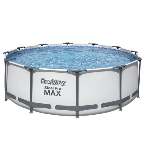 Bestway zwembad steel pro max set rond 366x100 (lichtgrijs, incl. filterpomp (220-240v) + ladder)