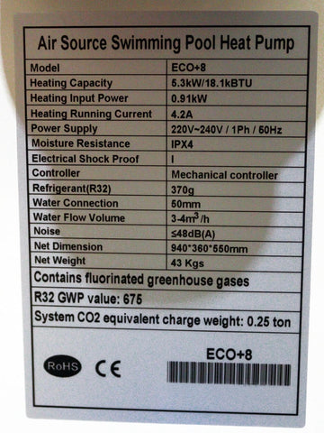 Zwembad Warmtepomp Comfortpool ECO+ 8