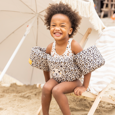 Swim essentials - puddle jumper 2 jaar zwemgordel beige - panterprint - 18 tot 30 kg - 2 6 jaar