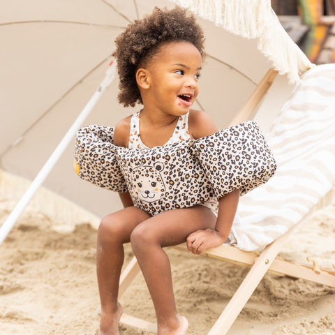 Swim essentials - puddle jumper 2 jaar zwemgordel beige - panterprint - 18 tot 30 kg - 2 6 jaar