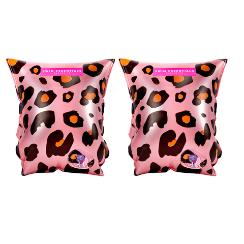 Swim essentials - zwembandjes - panterprint - zwemvleugels - 15-30 kg - 2-6 jaar - roze goud